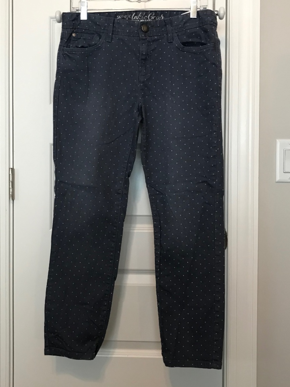 Tommy Hilfiger 5 pocket skinny ankle crop polka dot blue denim jeans (8)
